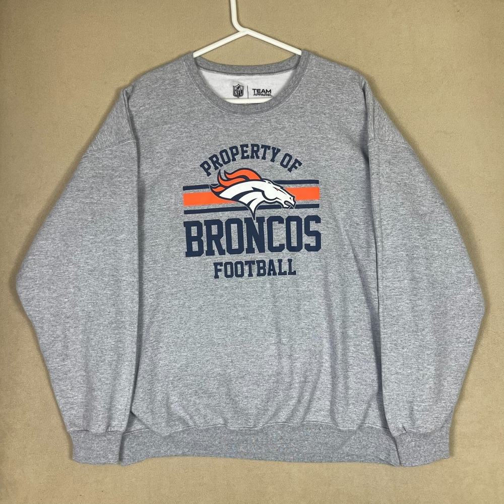 Denver Broncos Sweatshirt Mens 2XL Gray NFL Football NFL Team Apparel EUC